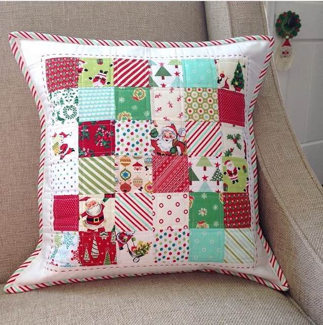 How to sew a Quilted Patchwork Cushion 