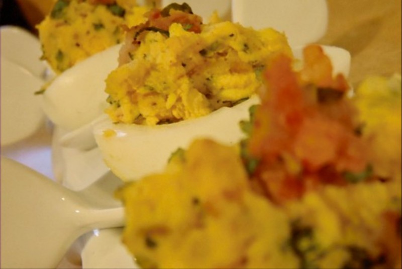 Toronto Bites Deviled Eggs with Kimchi & Bacon Yum Yum