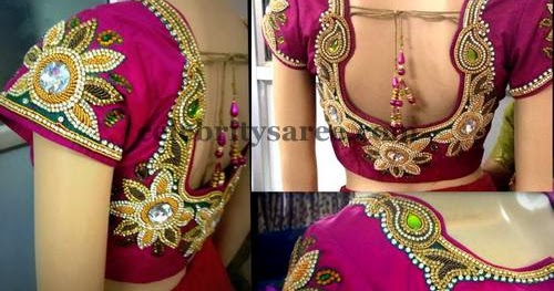 pink zardosi work blouse