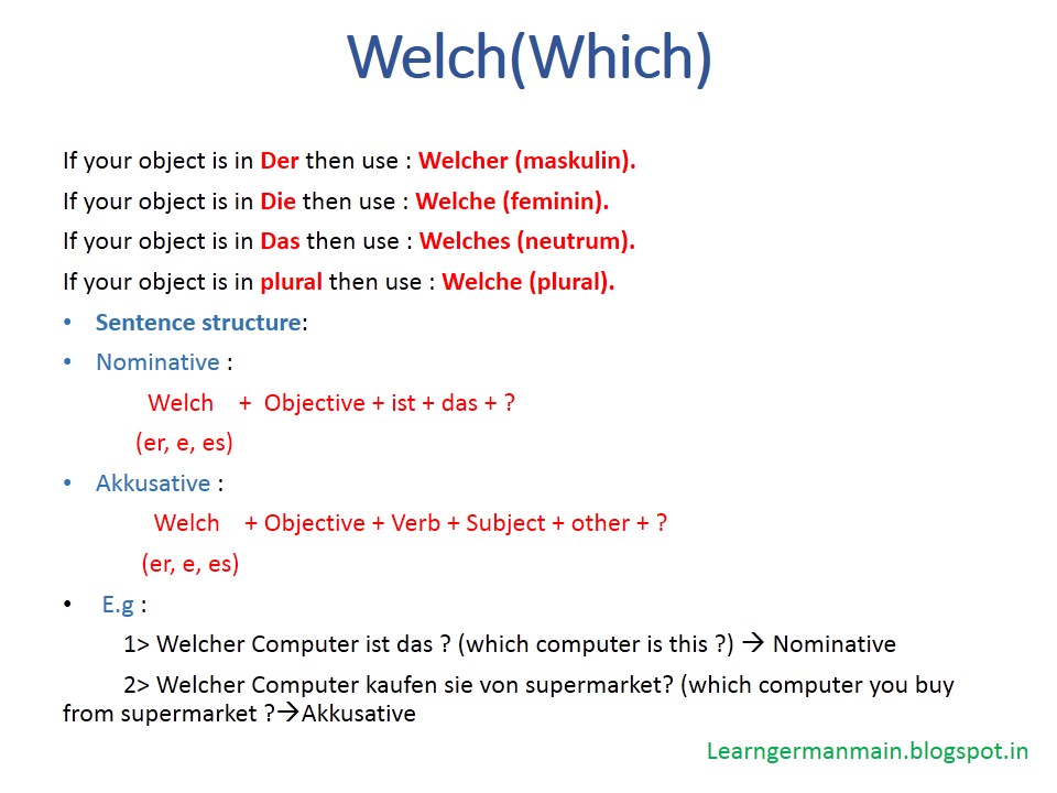 Learn German Easy Welch (which)