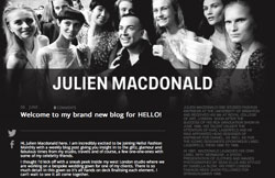 Julien Macdonald named HELLO! Fashion Monthly's newest blogger