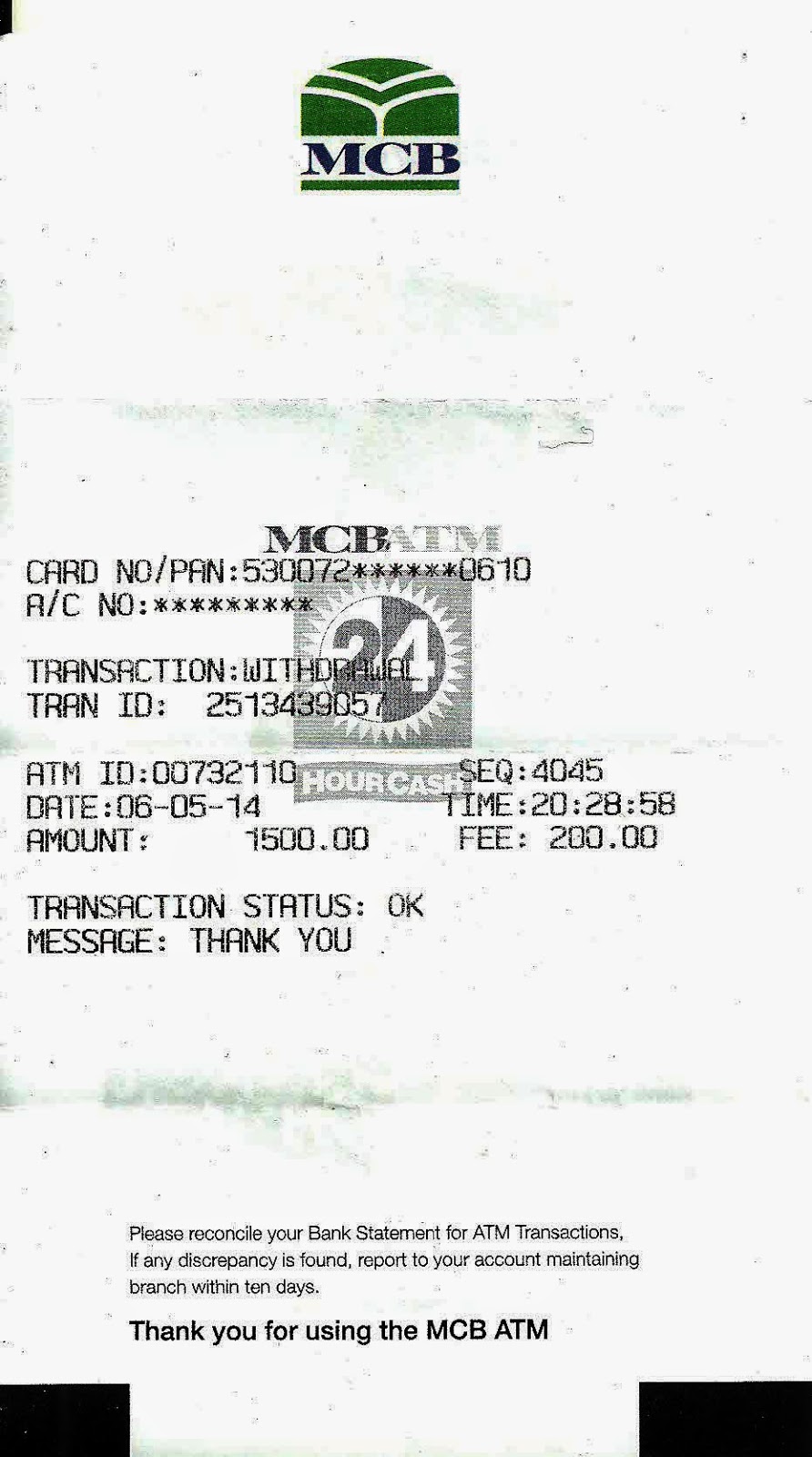 Payment Proof of MCB Bank Cashout with payoneer card in pakistan