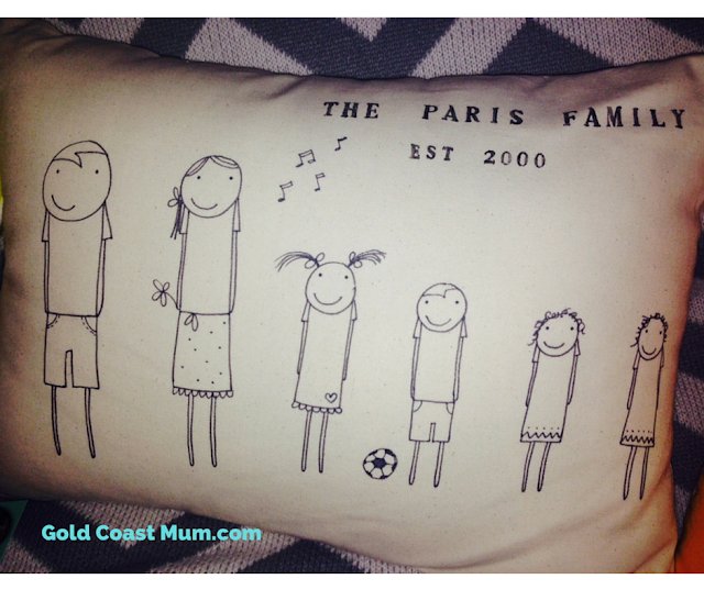 Gold Coast Mum blog, personalised family cushion