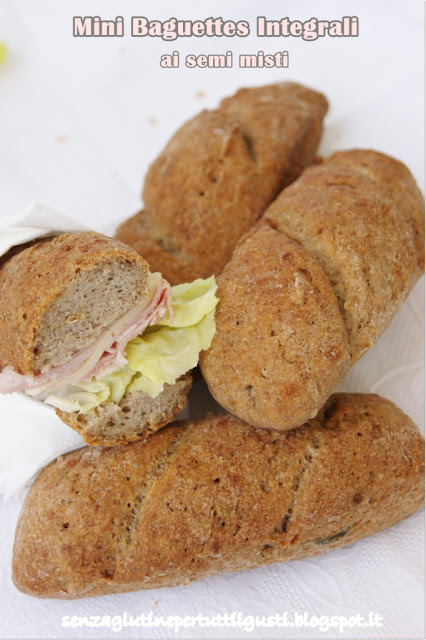 mini baguettes integrali senza glutine ai semi misti