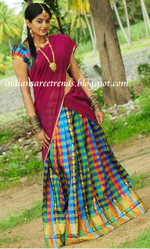 Langa+Voni+Designs ... and Designer Sarees: Priyamani in multi colour pattu langa voni