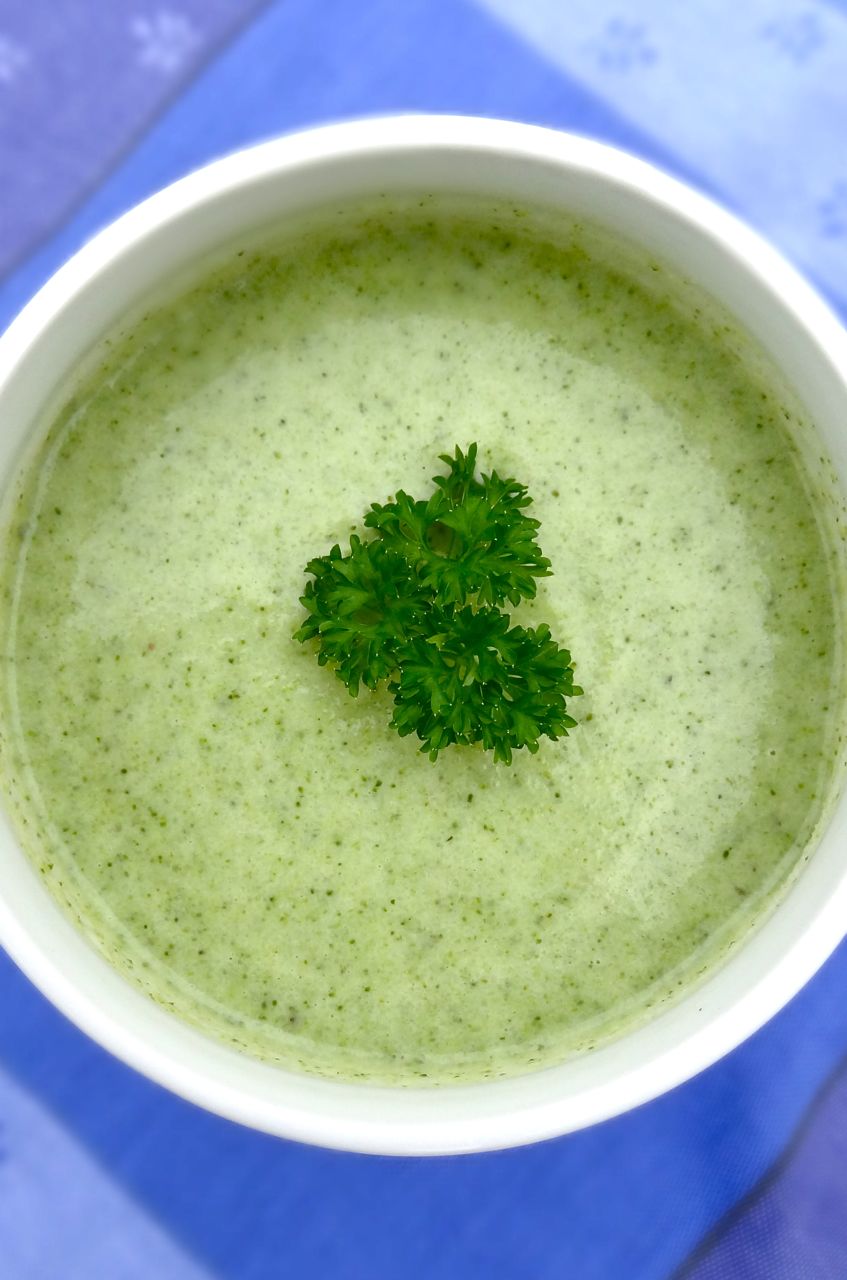 Scrumpdillyicious Creamy Broccoli Soup with Goat Cheese