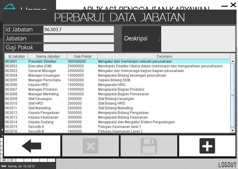 Tampilan Tambah/ Edit Data Jabatan Tampilan Tambah/ Edit Data Jabatan