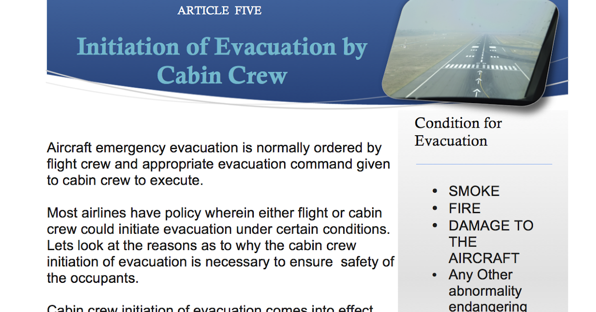 AIRCRAFT EVACUATION Initiation of Evacuation by Cabin Crew Flight Blog