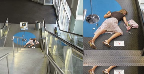 escalators ads ideas Red Cross Ads on escalators