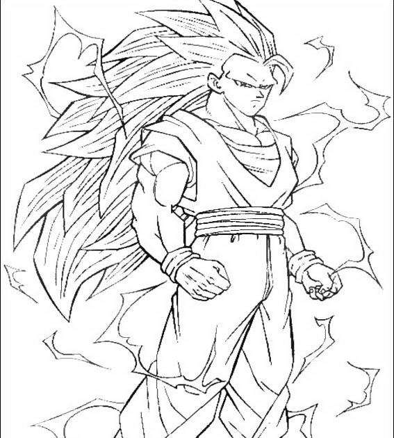 Dibujo Views: Goku Super como Sayayin fase 3 para colorear