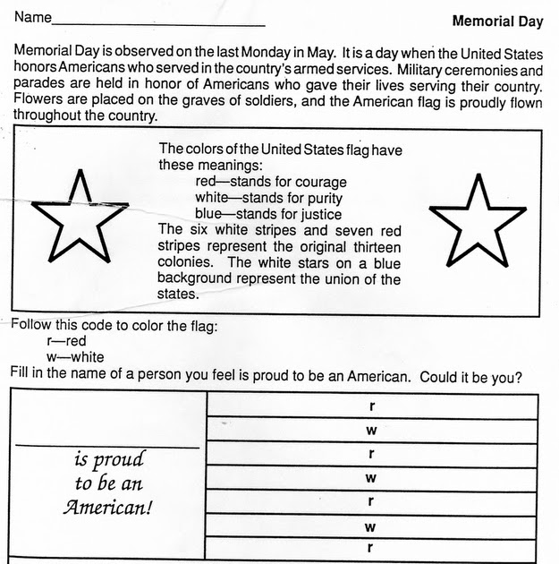 ELEMENTARY SCHOOL ENRICHMENT ACTIVITIES: MEMORIAL DAY