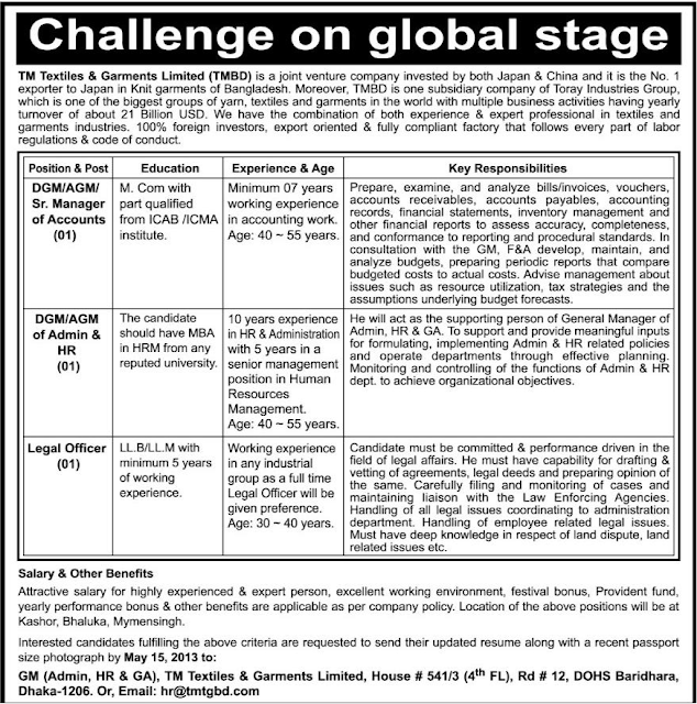 Career at TM Textiles & Garments Limited(TMBD) Bdjobs Online
