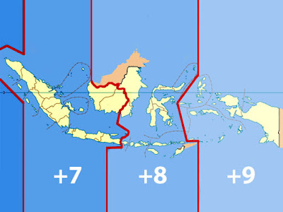GAMBAR PERBEDAAN WAKTU & PEMBAGIAN ZONA WAKTU INDONESIA GAMBAR PERBEDAAN WAKTU & PEMBAGIAN ZONA WAKTU INDONESIA