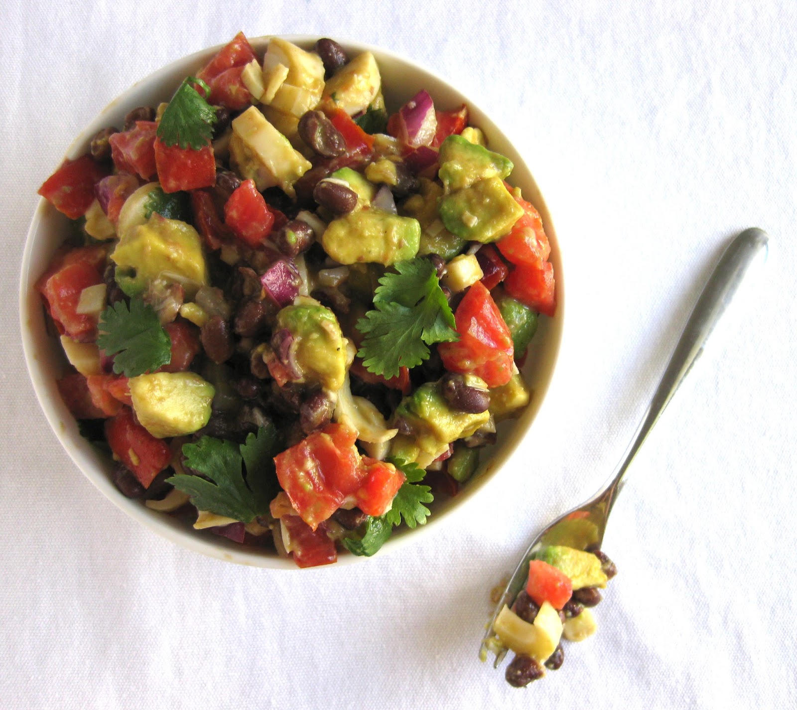 Stew or a Story Hearty Salad with Black Beans, Tomatoes, Avocado