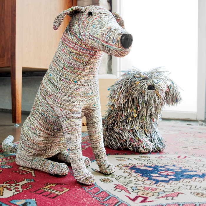 Petite Dogs Made from Recycled Newspaper