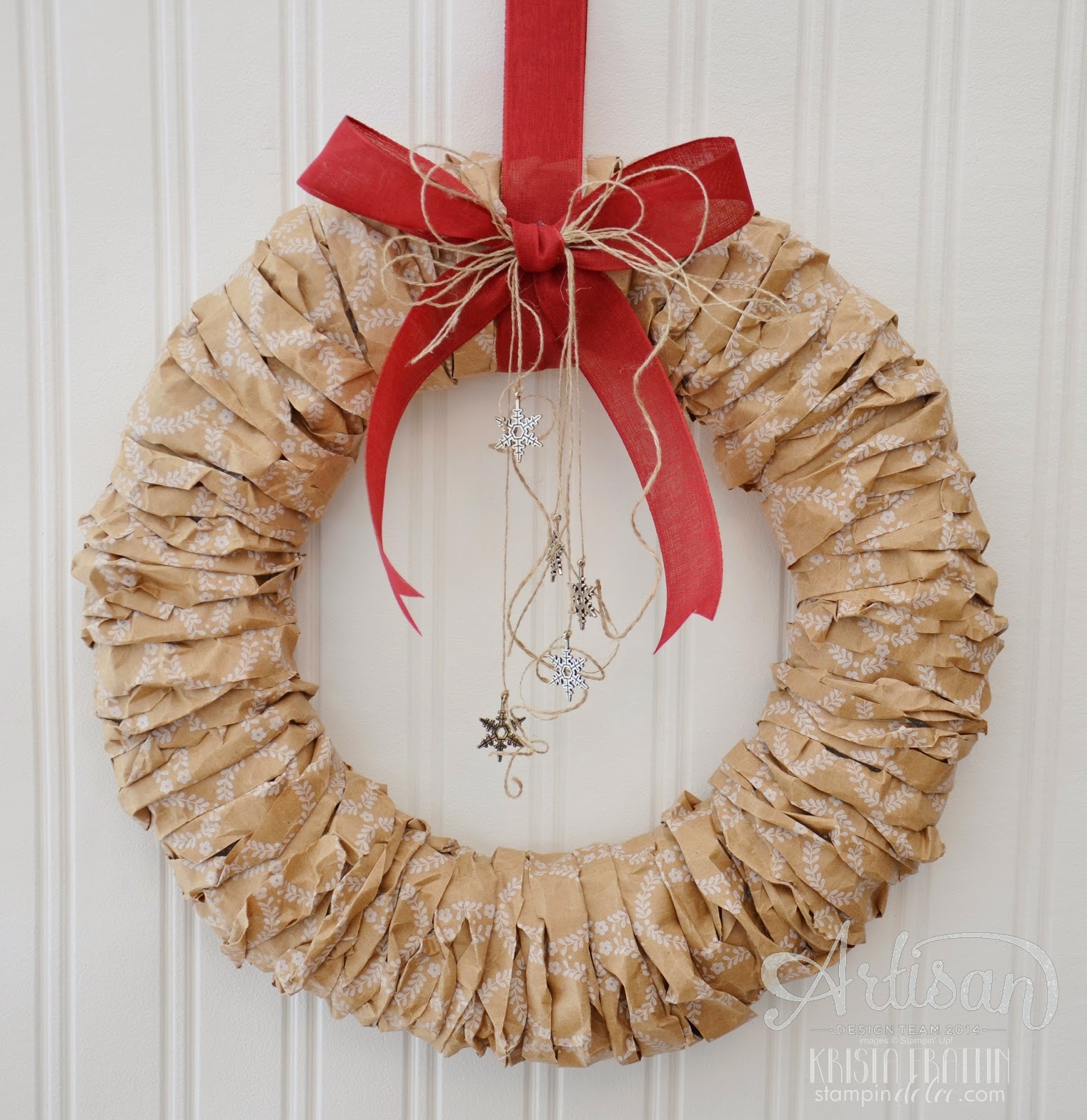 Stampin' Dolce wrapping paper wreath artisan design team blog hop