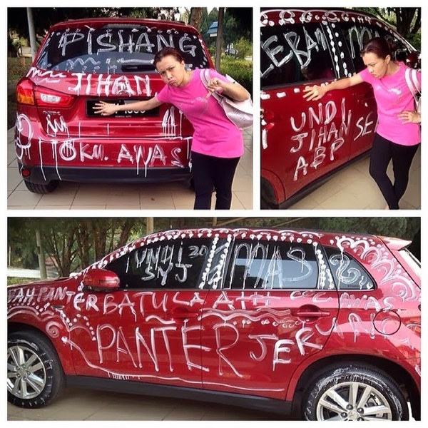 (GAMBAR) Jihan Muse Mengamuk, Kereta Mewah Diconteng! (GAMBAR) Jihan Muse Mengamuk, Kereta Mewah Diconteng!