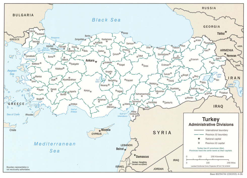 Kaart Turkije