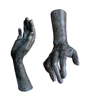 Statue d'une main tendue, douce et amicale