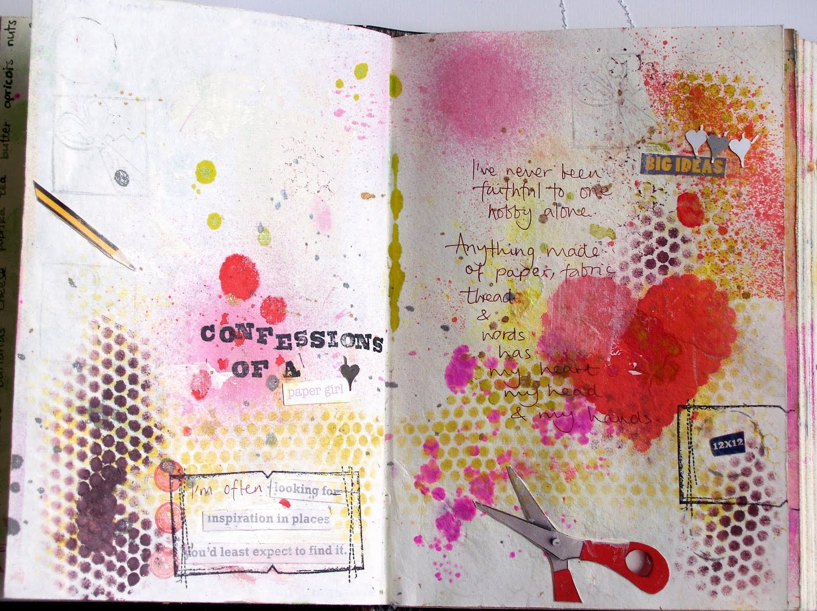 notes on paper Art Journal Challenge Week 21 Hobbies