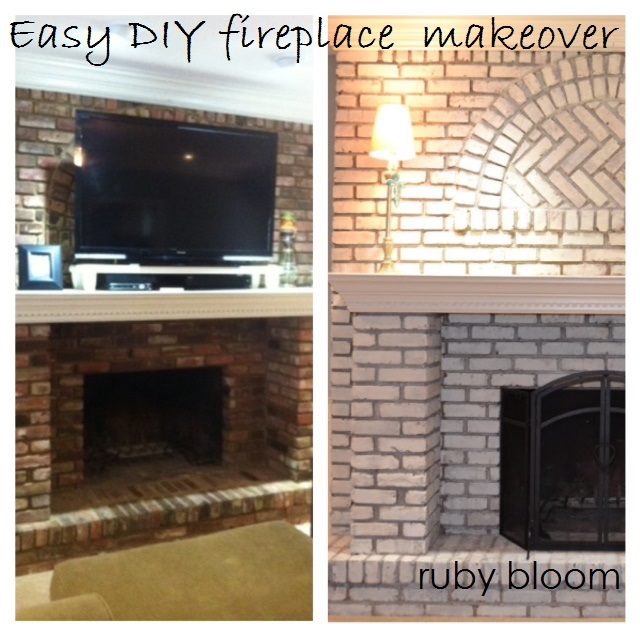 ruby bloom Painted brick fireplace