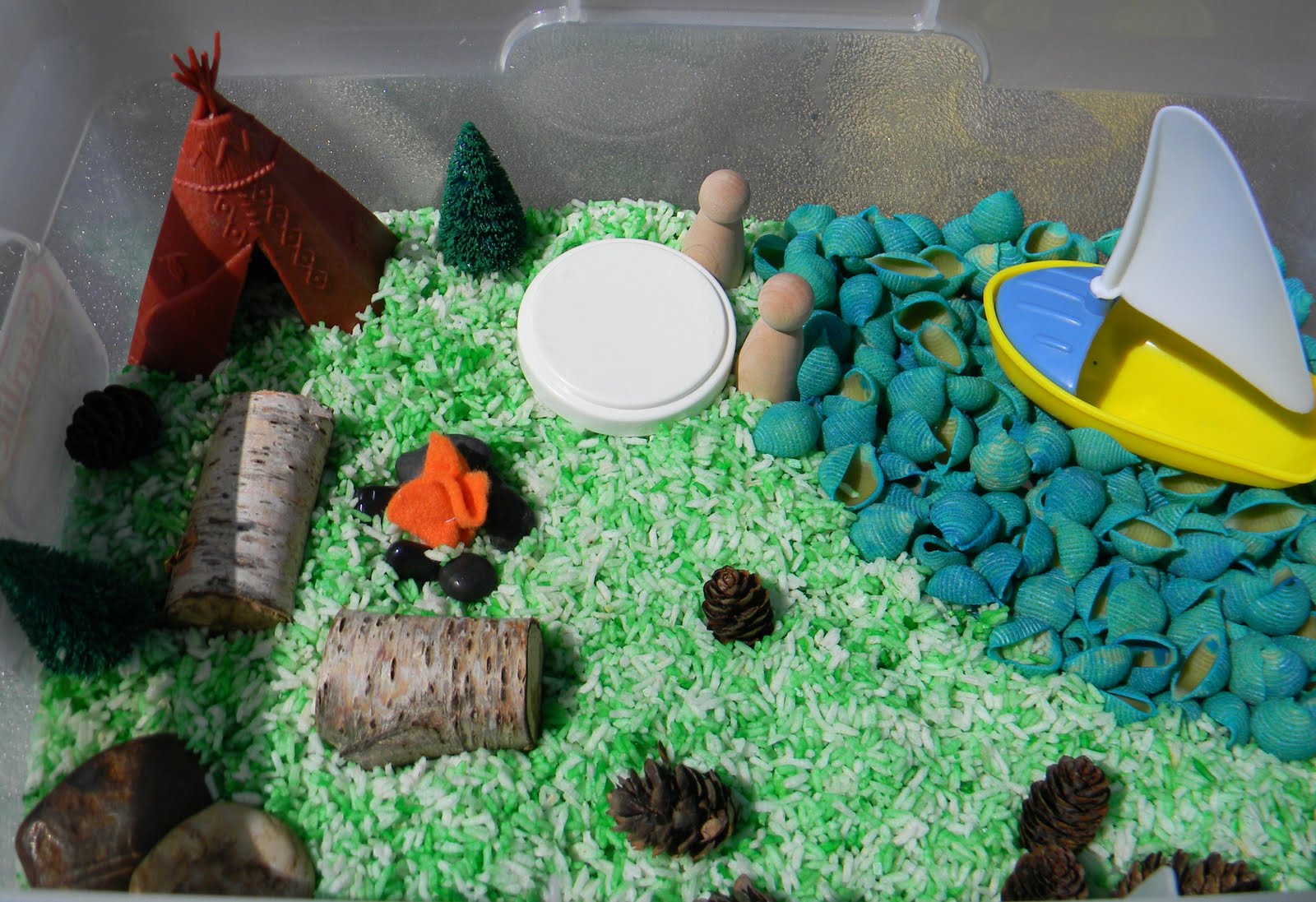 JADA ROO AND HER BROTHER TOO Camping Sensory Bin