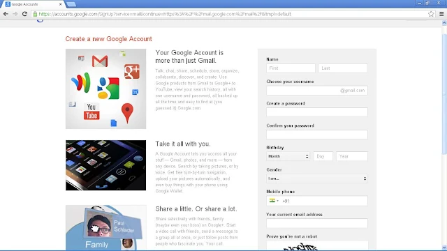 Creating Gmail id/Google account