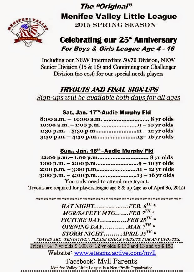 Little League Tryouts, Final Signups This Weekend Menifee 24/7