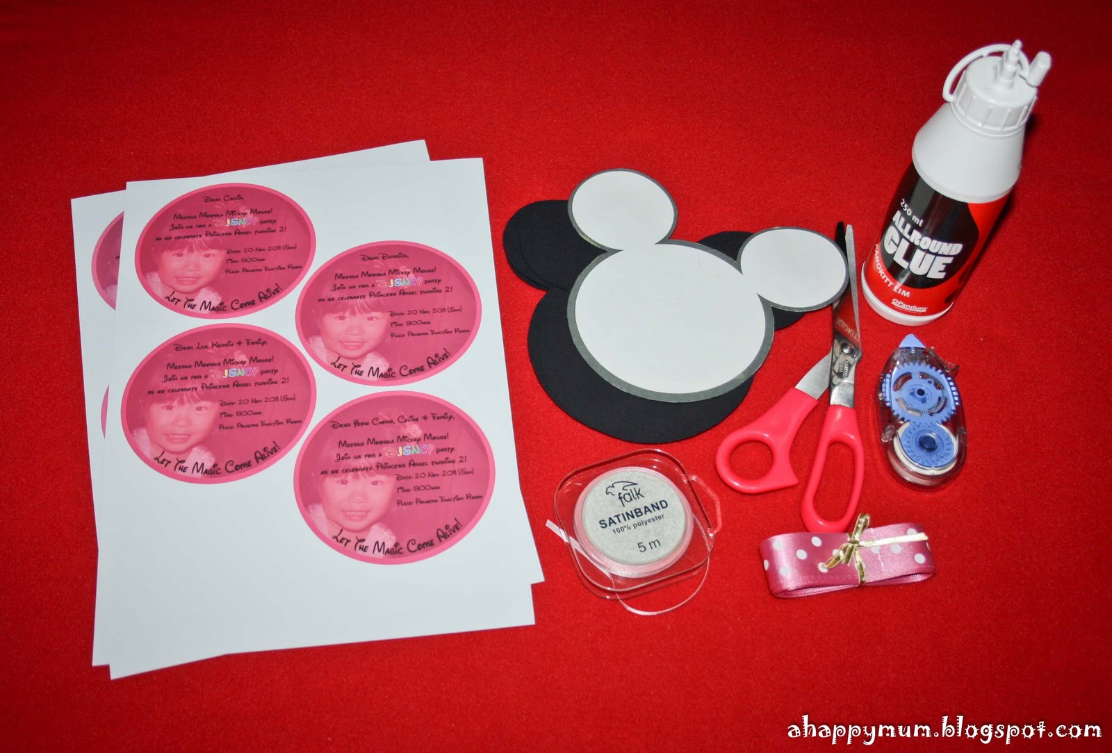 A Happy Mum Singapore Paing Blog How To Make Minnie Mouse Invites