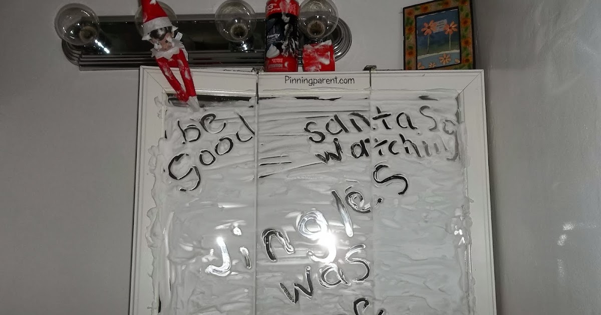 Our Elf Jingles Playing with shaving cream