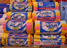 The package of a Duzzit multi- 10 purpose cloths. The package of a Duzzit multi- 10 purpose cloths.