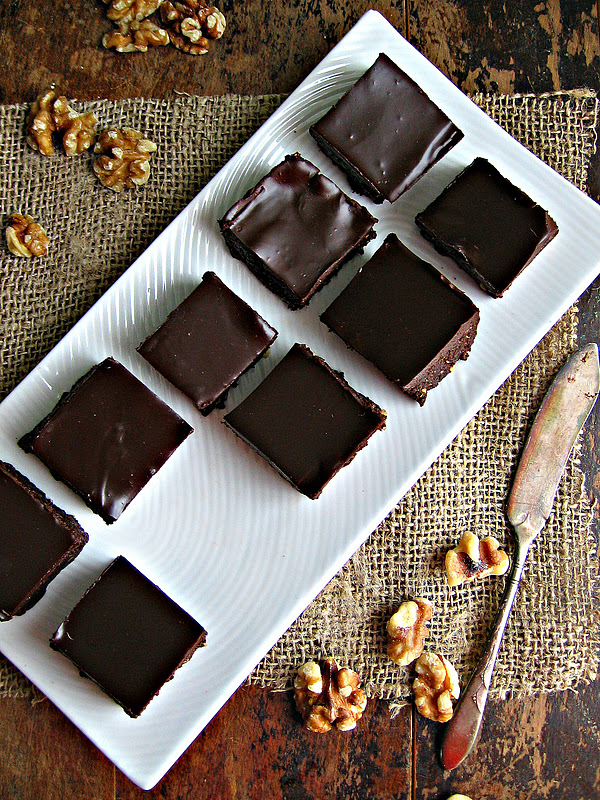 sweetsugarbean In The Raw Walnut & Date Brownies with Chipotle Ganache