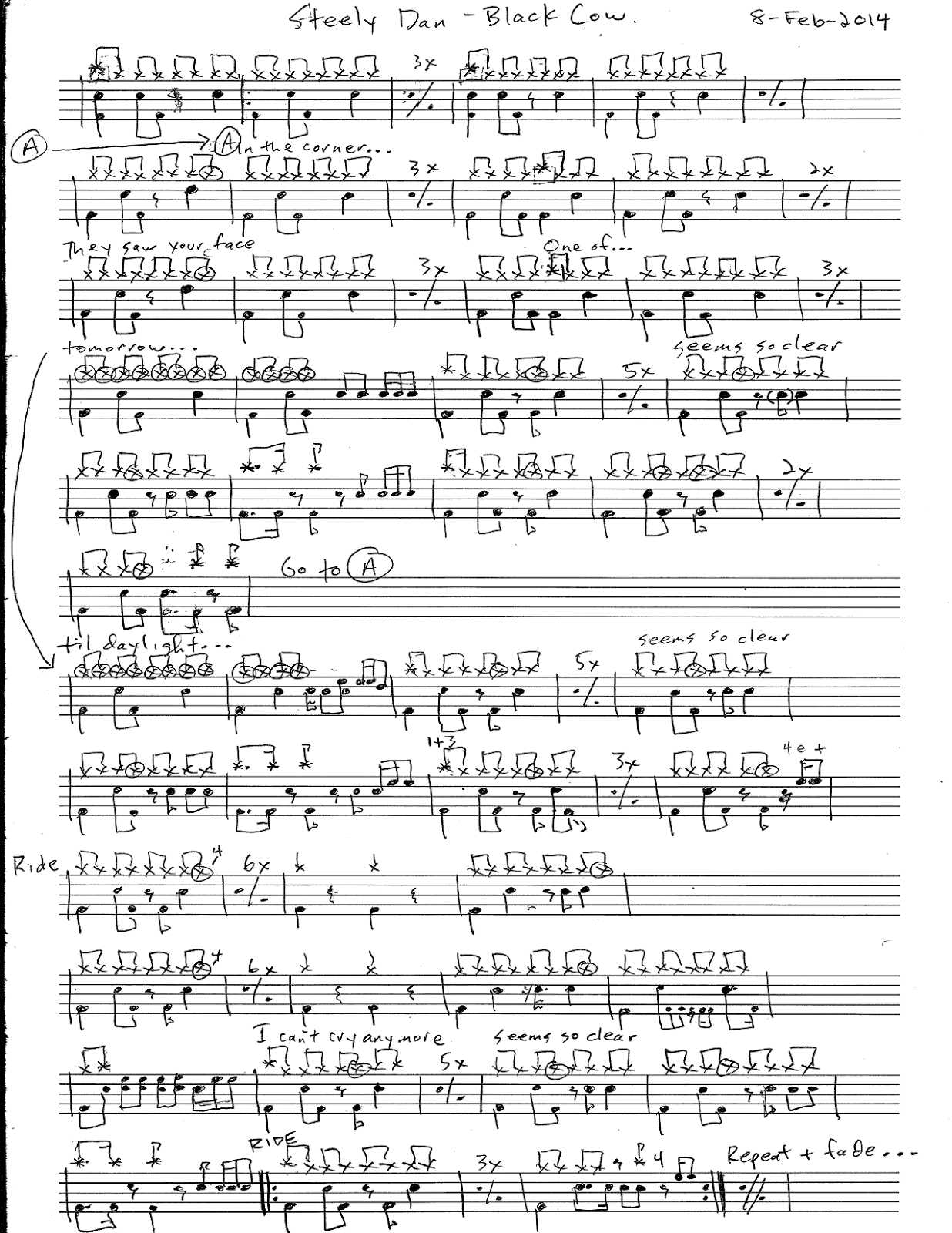 Bob's Blog Software and Stuff Steely Dan Black Cow Drum Sheet Music