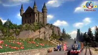 Thomas the train old Scottish medieval castle station platform castle loch garden closed for repairs