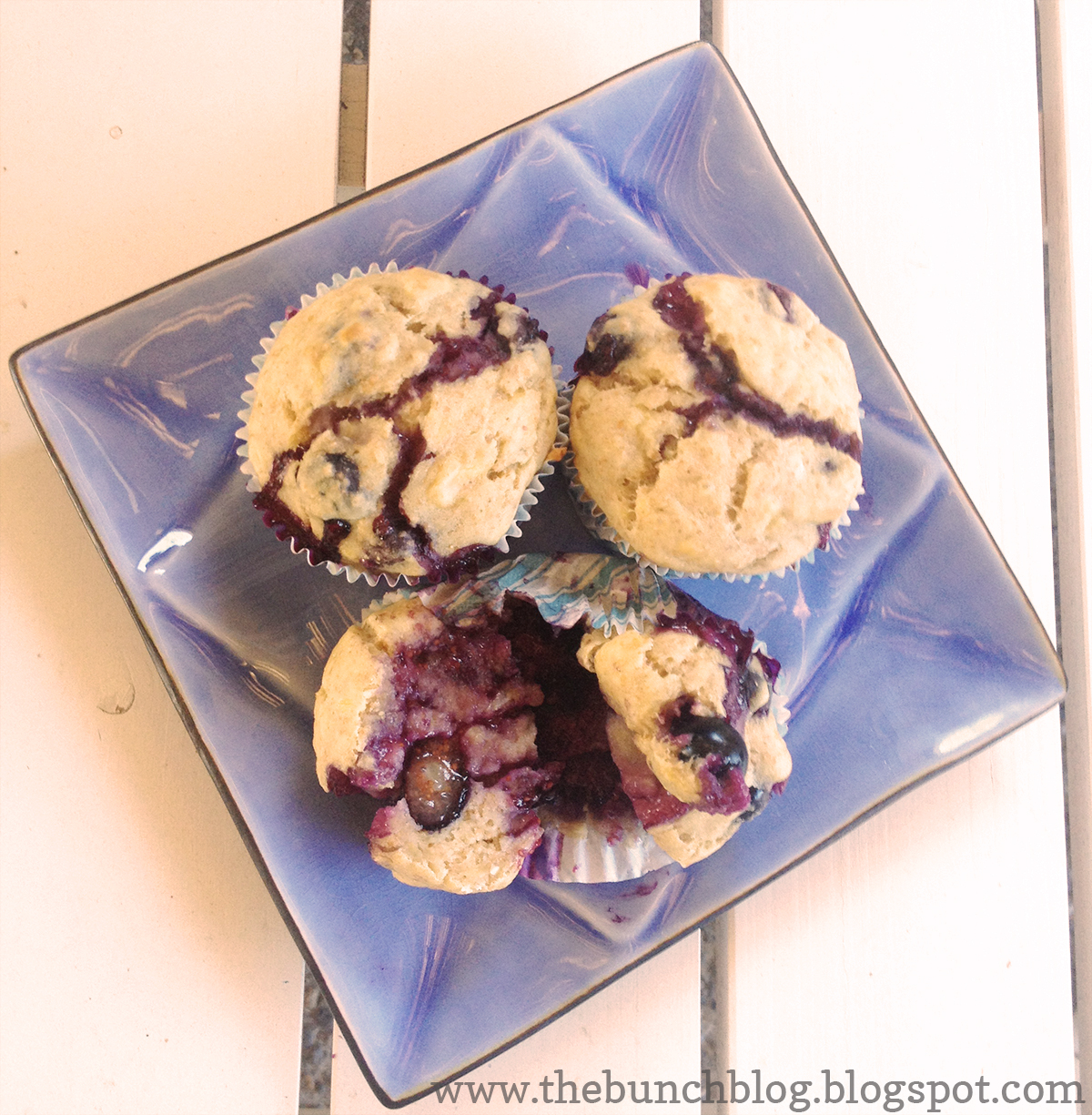 the bunch handcrafted.stylishly "Healthy" Blueberry Muffins {No Sugar