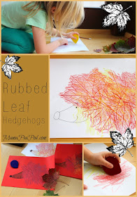 rubbed leaf hedgehogs art for preschoolers collage
