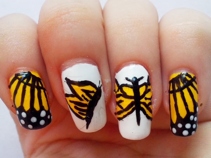 31DC2014 Day 3: Yellow Nails - Butterfly Nails