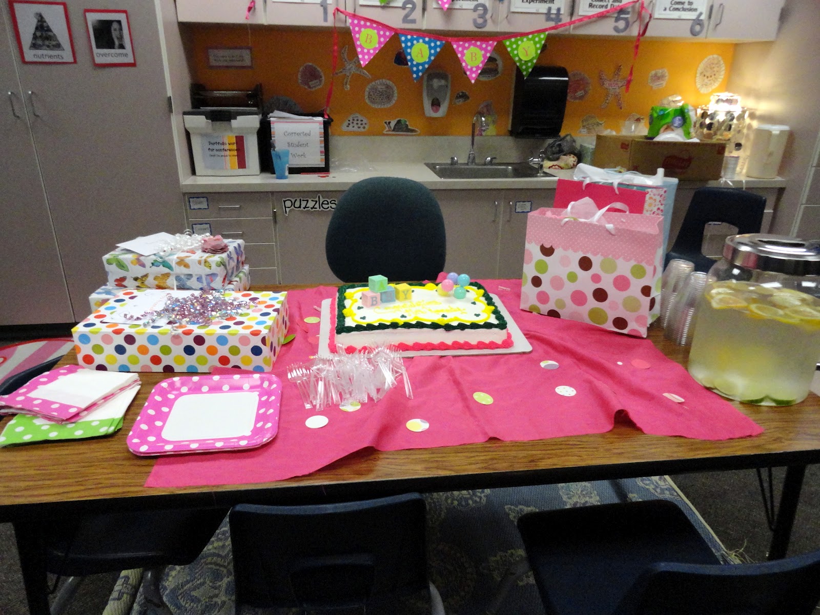 Throwing a baby shower for a 4th grade classroom teacher Rachel Teodoro