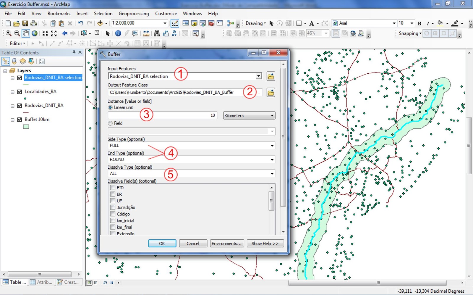 IdeiaGIS Exercício Buffer ArcGIS