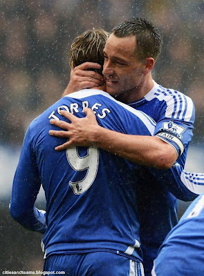 John Terry Congratulates Fernando Torres After His Goal At Stamford Bridge