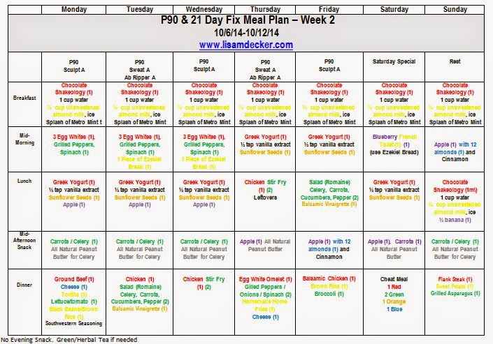 21 Day Fix, P90, P90 Workout, Clean Eating, Meal Planning