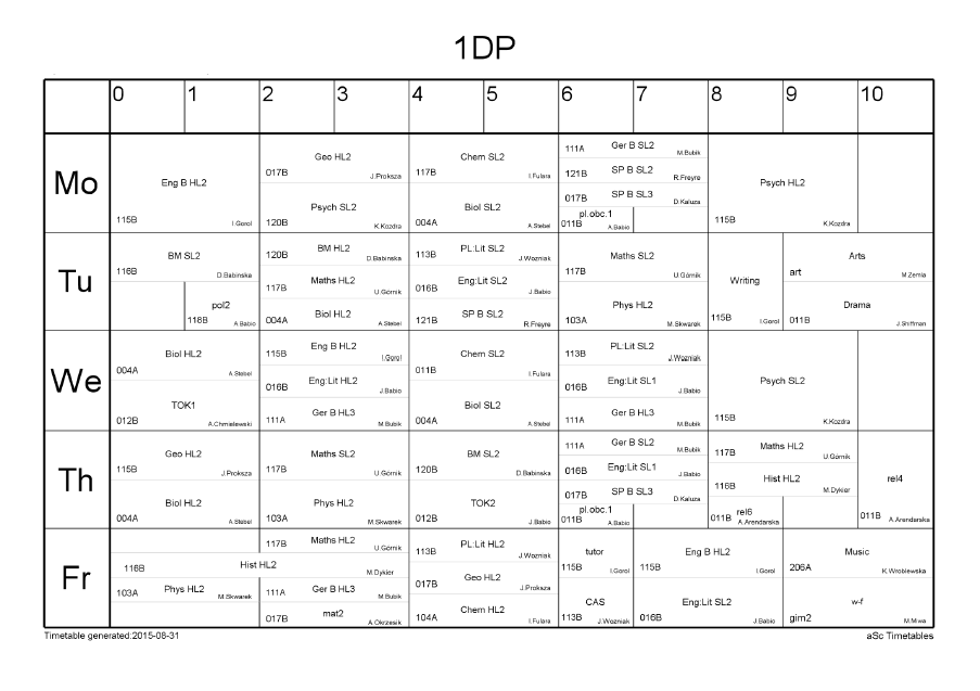 Matura Międzynarodowa Jak wygląda plan lekcji w programie
