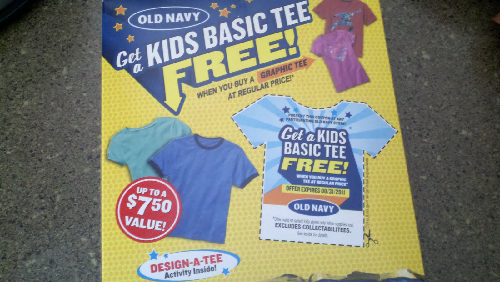 Post Cereals Free Kid's Old Navy Basic Tee w/Graphic Tee Purchase