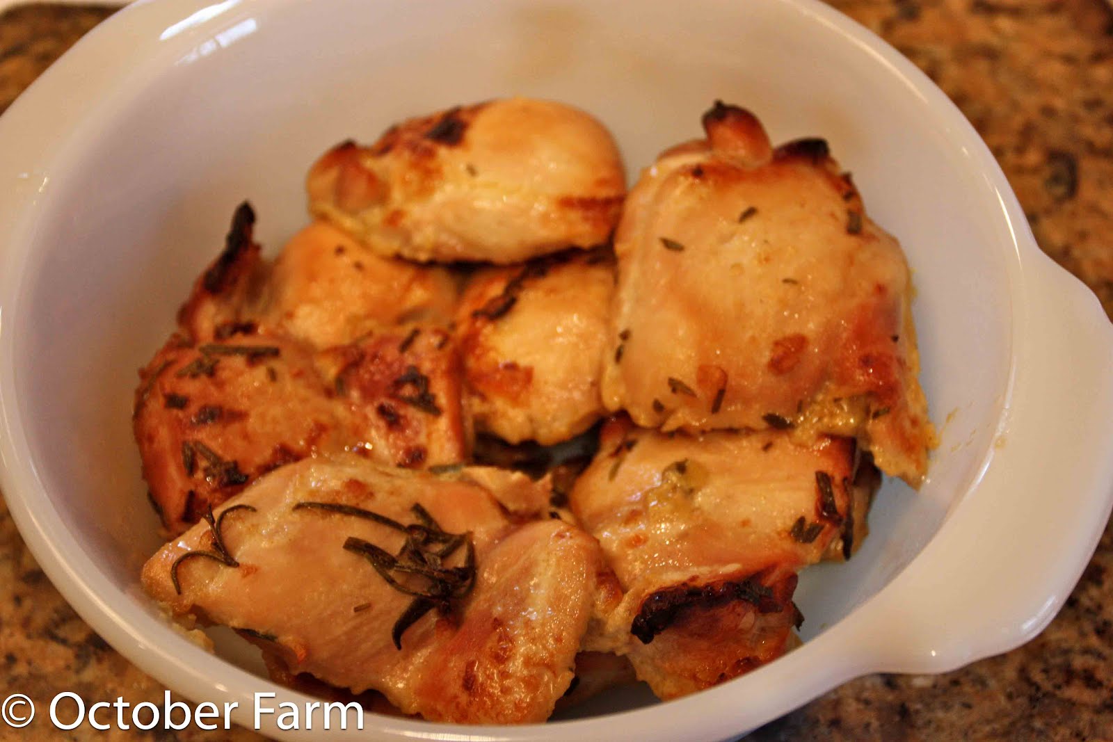 Roasted Honey Mustard Rosemary Chicken Thighs