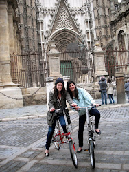 In front of the Cathedral on the bike tour of Sevilla