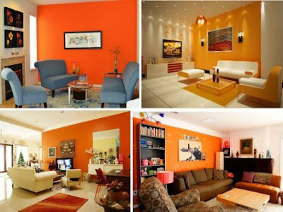 Warna Ruang Tamu Elegan Oranye