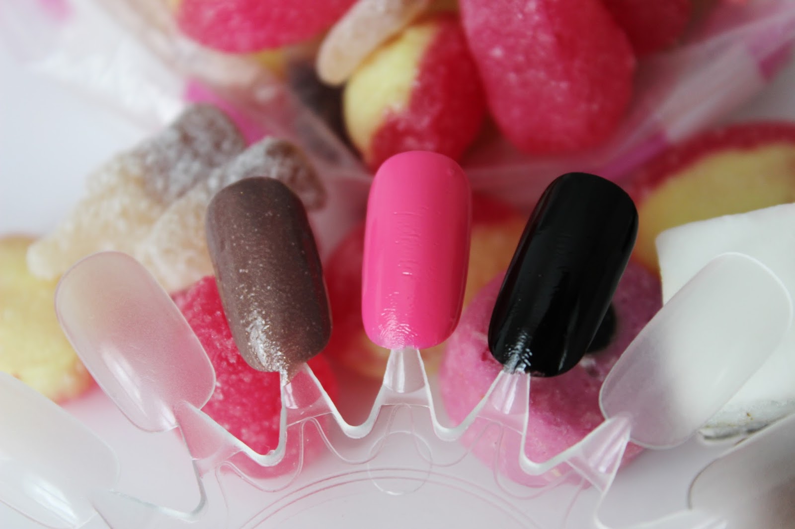 Models Own sweet shop scented nail polishes: fizzy cola bottles, gumball and liquorice allsorts swatches