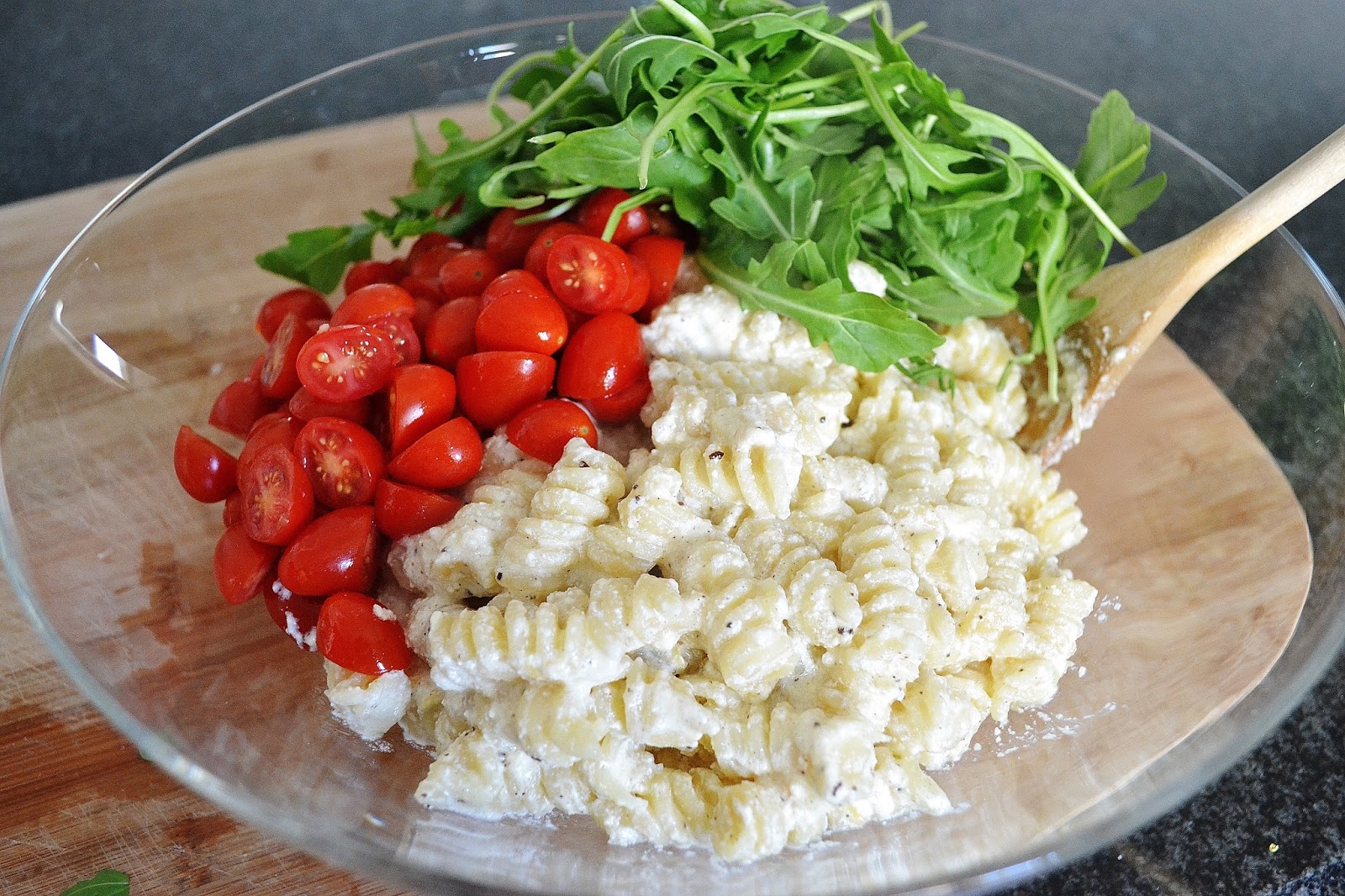 ...with a lil' twist Grape Tomato, Arugula Pasta Salad