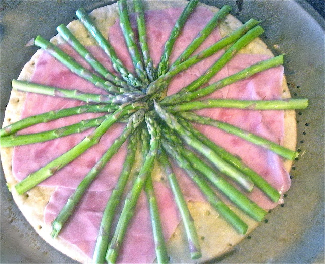 Asparagus Ham Goat Cheese Pizza