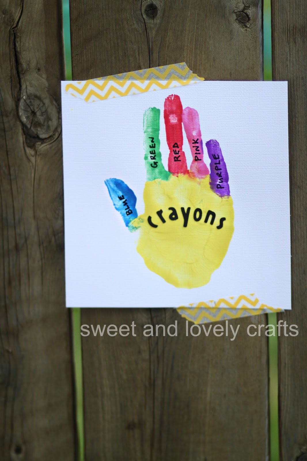 sweet and lovely crafts handprint crayon box!
